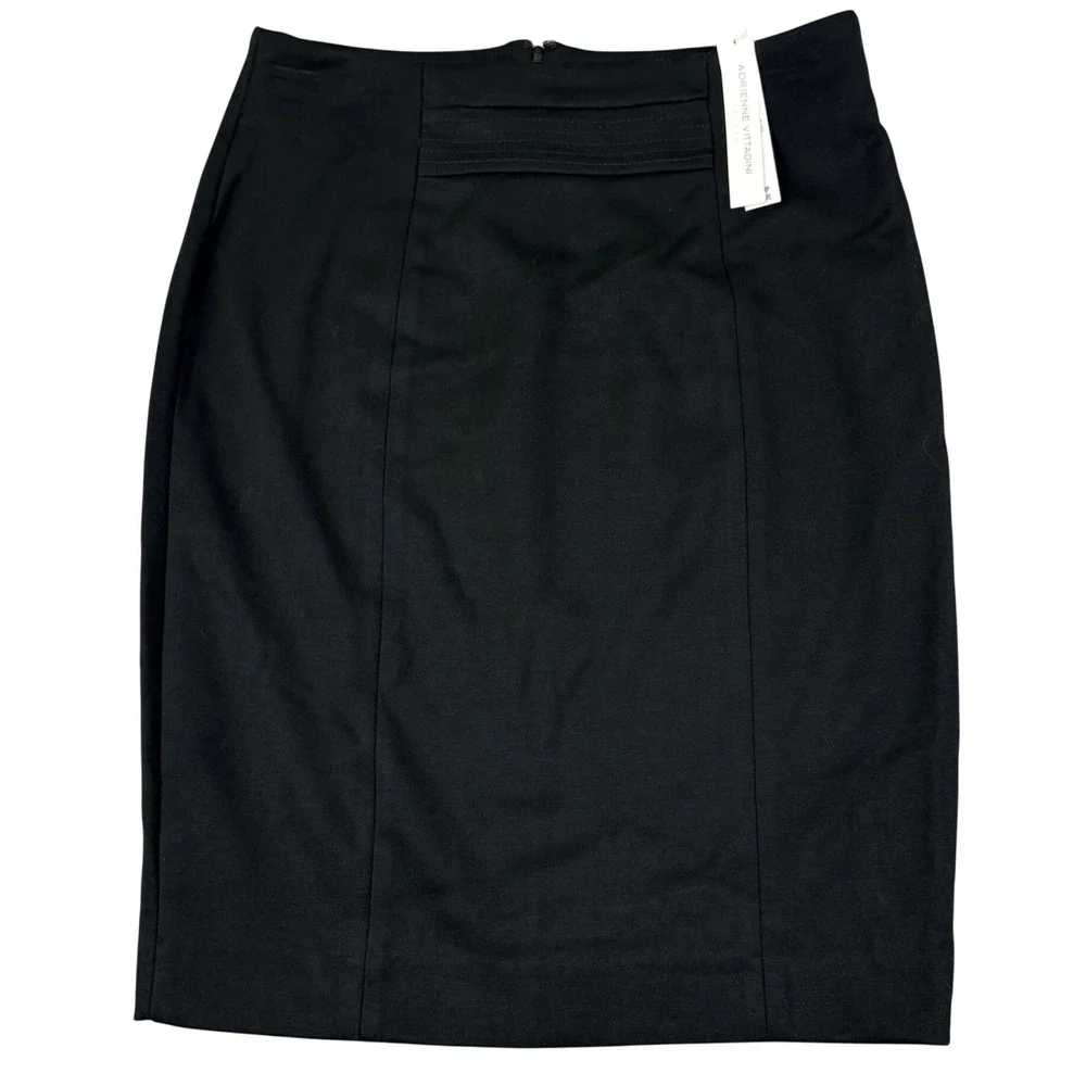 Adrienne Vittadini 6P Black Pencil Skirt Monet Gardens Stretch Professional